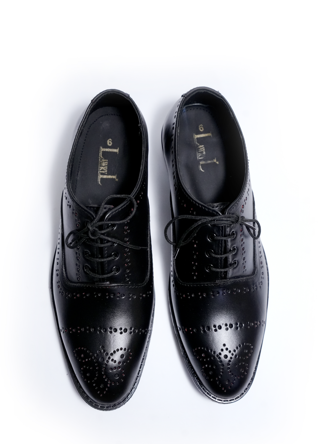 L-0046 Mens Black Oxford Brogue Formal Shoe