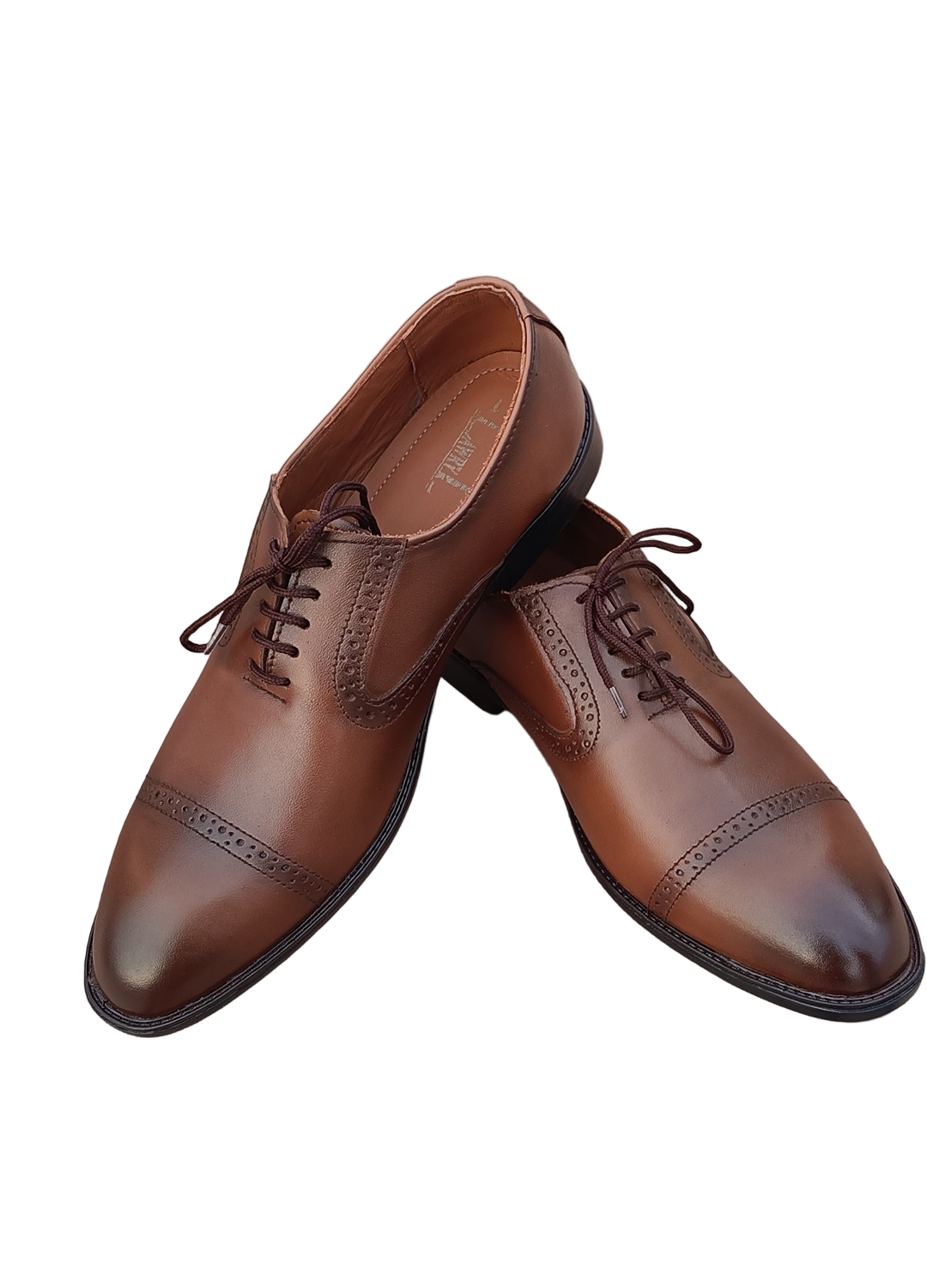 L-0041-B Mustard Brown Oxford Semi Brogue Formal Shoe