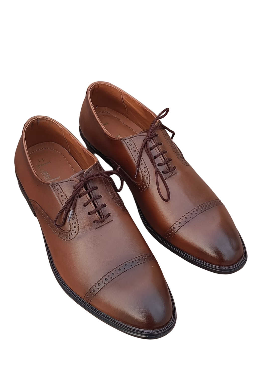 L-0041-B Mustard Brown Oxford Semi Brogue Formal Shoe