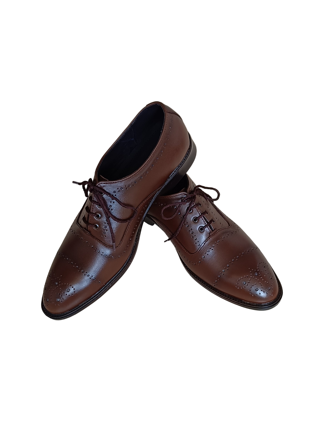 L-0046 Mens Brown Oxford Brogue Formal Shoe
