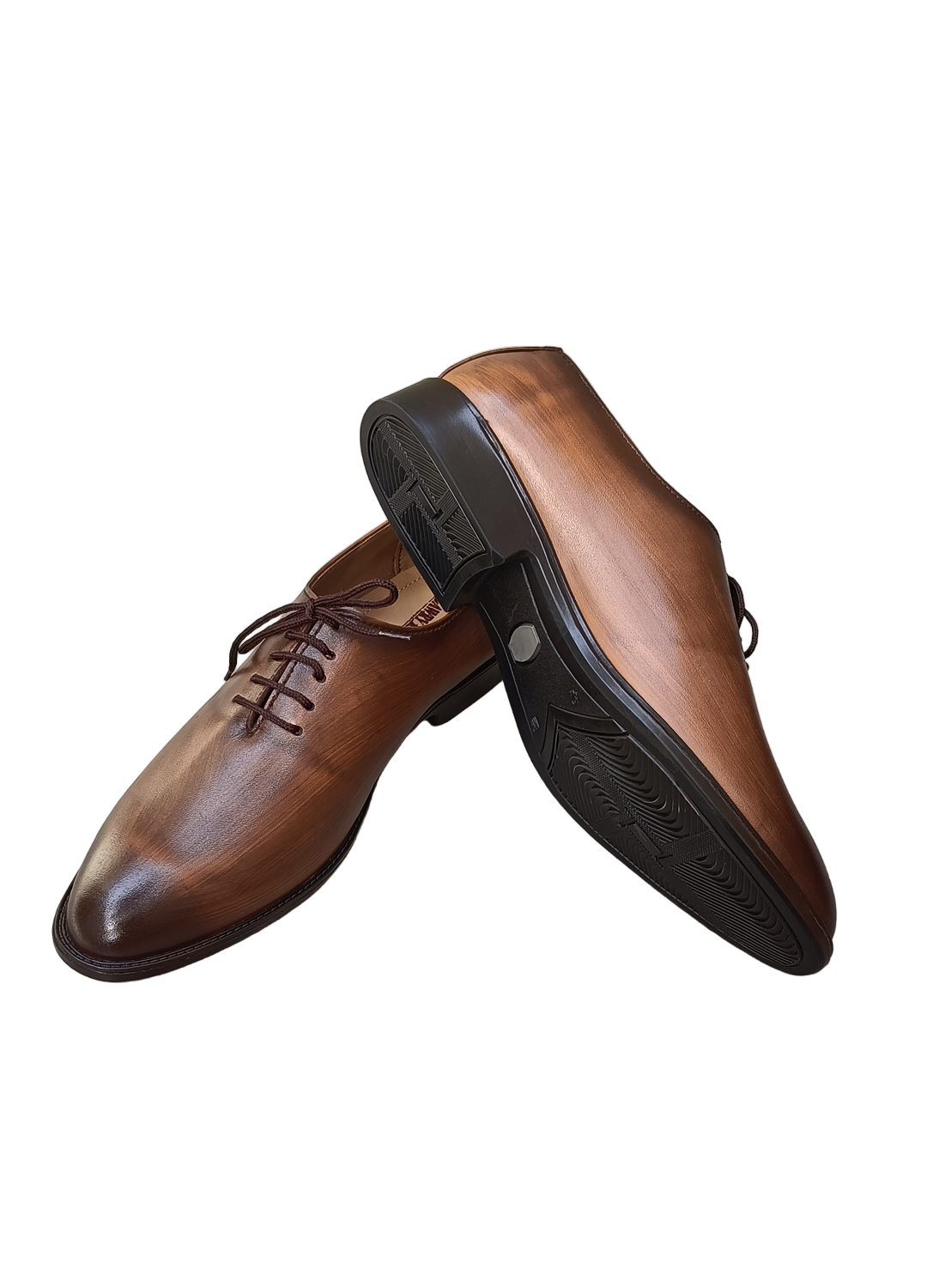 L-0042 Wholecut Wooden Texture Mustard Brown Formal Shoe