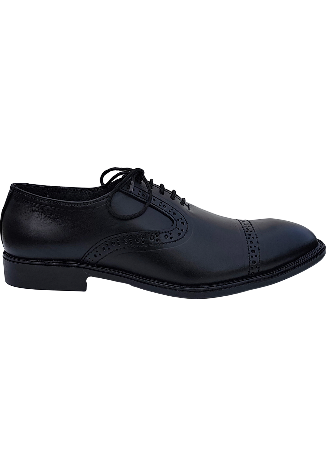 L-0041-B Matte Black Oxford Semi Brogue Formal Shoe