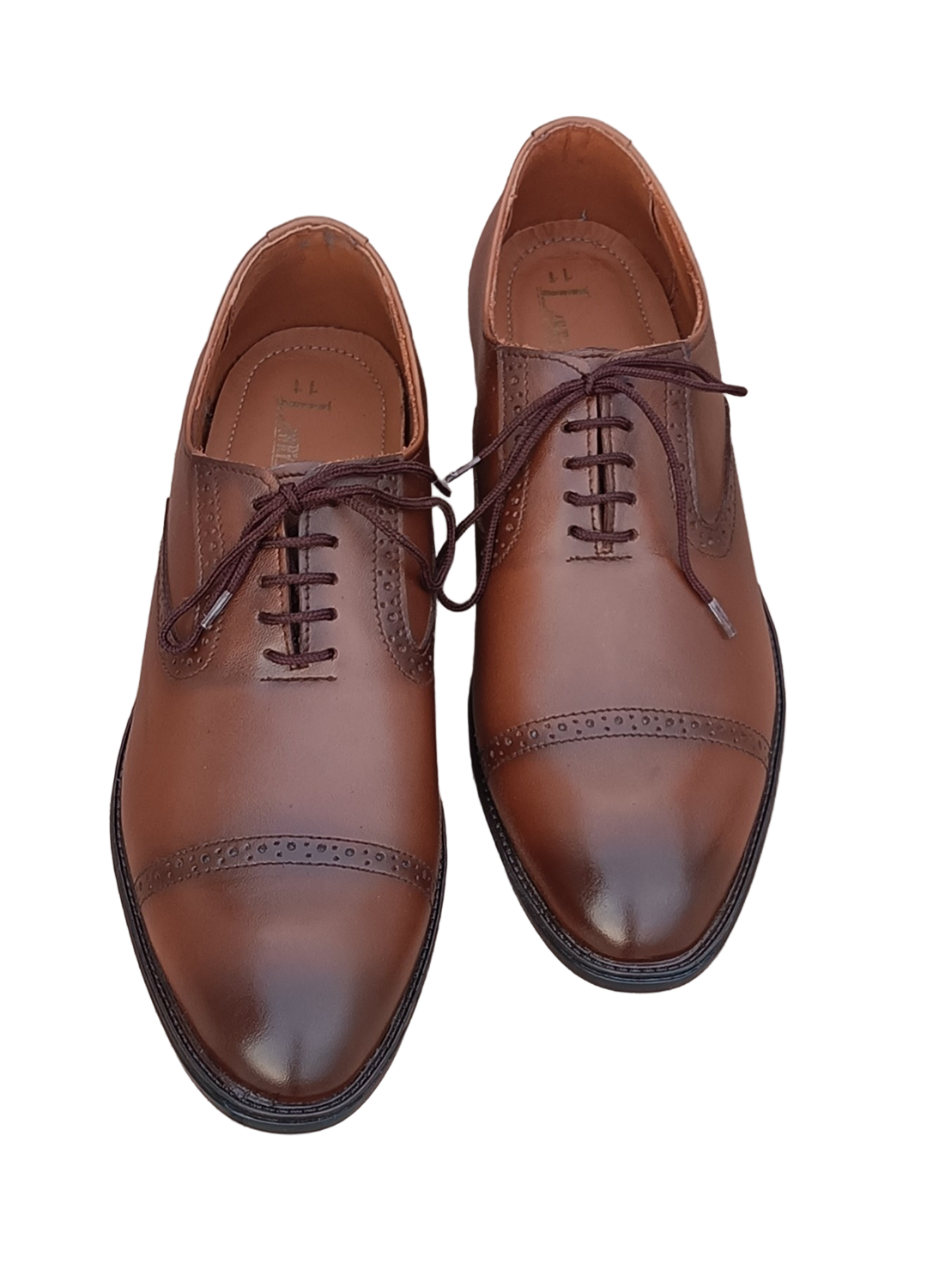 L-0041-B Mustard Brown Oxford Semi Brogue Formal Shoe
